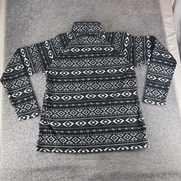 Eddie Bauer Black White Fleece 1/4 Zip Pullover Jacket Sweater Aztec Womens XL - Picture 9 of 9